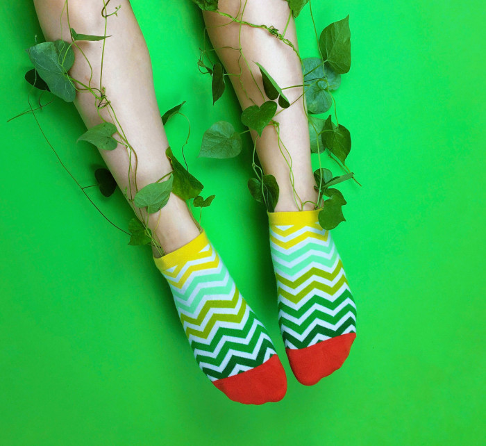 Banana Socks Ponožky krátké zelené pruhy