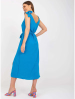 Neformální modré šaty s výstřihem do V RUE PARIS