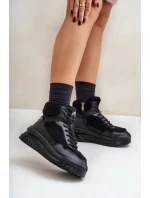 Dámské tenisky na platformě s beránkovým kožíškem Lee Cooper Černé Dámské tenisky na platformě s beránkovým kožíškem Lee Cooper Černé