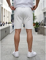 Pánské teplákové kraťasy se šňůrkou, bílé, FashionStreet SX2630 Pánské teplákové kraťasy se šňůrkou, bílé, FashionStreet SX2630