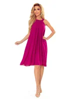 Dámské šifonové šaty ve fuchsiové barvě se zavazováním model 22148368 - numoco
