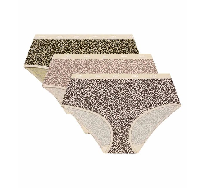 Dámské bavlněné kalhotky 3 ks DIM LES POCKETS COTTON BOXER 3x - DIM - světle hnědá