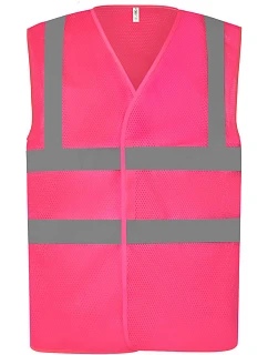 Yoko HVW 120 Hi-Vis síťovaná bezpečnostní vesta 79.W120 pink