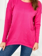 Svetr s předními kapsami fuchsie