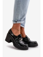 Zazoo 20175 Lakované Polobotky Dámské Na Podpatku Přírodní Kůže Černé