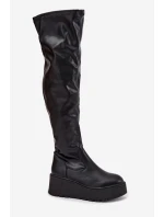 Dámské Kozačky Kolena Na Platformě A S Černé model 21707030 - Boto Dámské Kozačky Kolena Na Platformě A S Černé model 21707030 - Boto