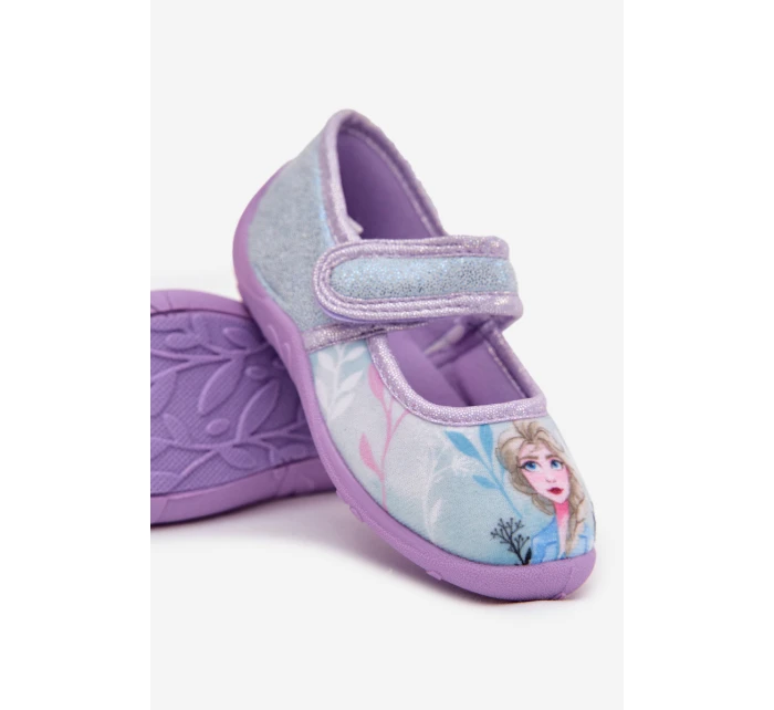 Balerínky Dětské Pantofle Zapínací Na Suchý Zip Ledové království Modré Olivessa