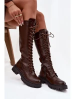 Dámské zateplené šněrovací kozačky Meliora – čokoládové, eko semiš Dámské zateplené šněrovací kozačky Meliora – čokoládové, eko semiš