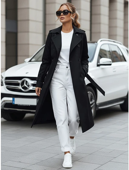 Dámský dvouřadový kabát TY5437 černý - FashionStreet 