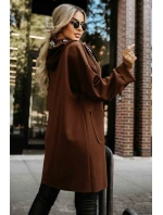 632-2 Ležérní kabát se zipem a módními detaily - čokoládový