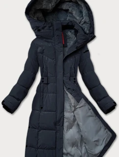 Tmavě modrá dámská zimní bunda s páskem model 21248036 - LHD