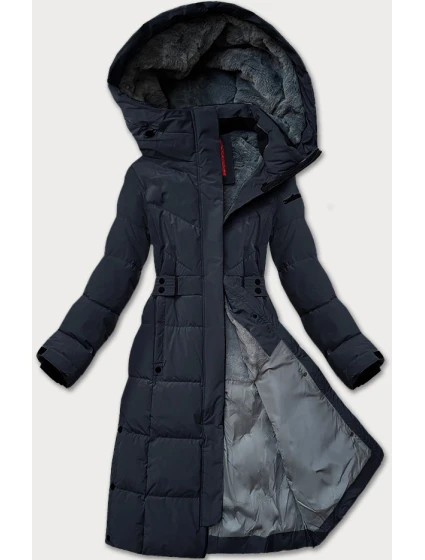 Tmavě modrá dámská zimní bunda s páskem model 21248036 - LHD