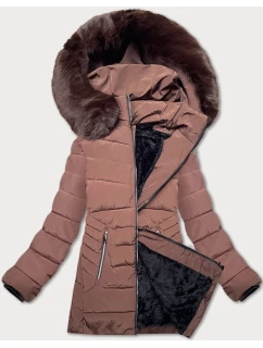 Dámská prošívaná zimní bunda v čokoládové barvě s kapucí S'west (B8299-14)