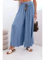 Dámské kalhoty z viskózy se širokými nohavicemi džínovina
