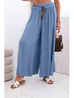 Dámské kalhoty z viskózy se širokými nohavicemi džínovina