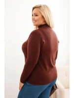 Dámský svetr Plus Size z viskózy s rolákem hnědý