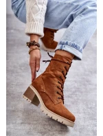 Dámské zateplené kozačky na vysokém podpatku Velbloud model 21596739 - Boto