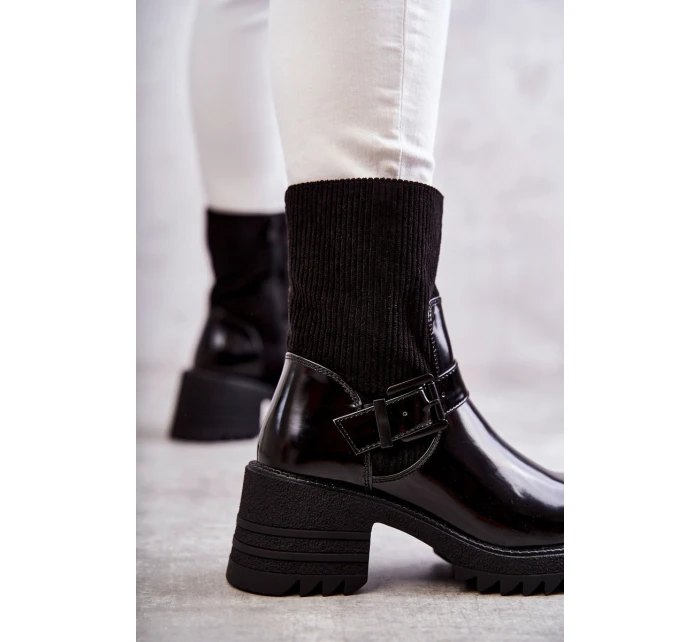 Dámské Teplé Kozačky Na Podpatku černé model 21596774 - Boto