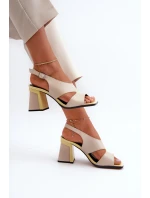 Dámské sandály na podpatku béžové D&A MR38-153