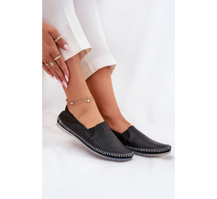 Kožené Baleríny model 21693631 Černé - Maciejka