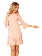 Dámské šaty s plisovanou sukní 228-1 Pudr růžová - Numoco Dámské šaty s plisovanou sukní 228-1 Pudr růžová - Numoco