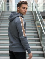 Pánská šedá mikina s kapucí model 21994683 - Dstreet Pánská šedá mikina s kapucí model 21994683 - Dstreet