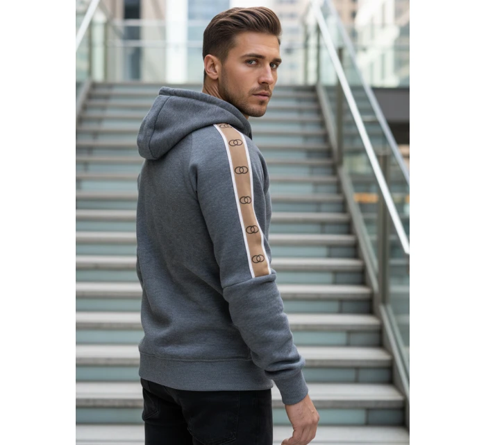 Pánská šedá mikina s kapucí model 21994683 - Dstreet Pánská šedá mikina s kapucí model 21994683 - Dstreet