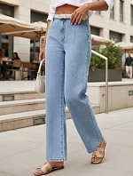 Dámské džíny s vysokým pasem a širokými nohavicemi modré FashionStreet UY2968