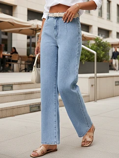 Dámské džíny s vysokým pasem a širokými nohavicemi modré FashionStreet UY2968