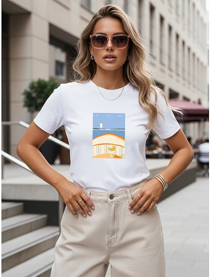 Dámské tričko s potiskem, bavlněné, klasické, bílé, FashionStreet NX8027RY