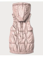 Krótki bezrękawnik damski z odpinanym kapturem Goodlookin blady różowy (B8258-51)