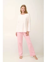 Bavlněné dámské pyžamo s knoflíkovou légou model 20617676 - Vamp