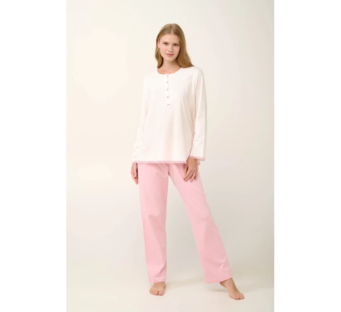 Bavlněné dámské pyžamo s knoflíkovou légou model 20617676 - Vamp
