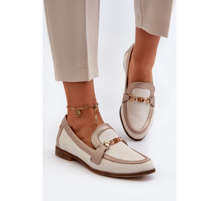 Kožené mokasíny s ozdobou Zlaté Maciejka 06442-25 Zlaté