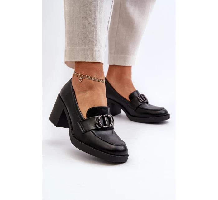 Dámské lodičky na podpatku s ozdobou černé model 21655254 - Boto Dámské lodičky na podpatku s ozdobou černé model 21655254 - Boto