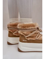 Kožené Dámské Sněhule Na Silné Podešvi S Kožešinou Big Star model 21669685 Hnědé - Big Star Shoes Kožené Dámské Sněhule Na Silné Podešvi S Kožešinou Big Star model 21669685 Hnědé - Big Star Shoes