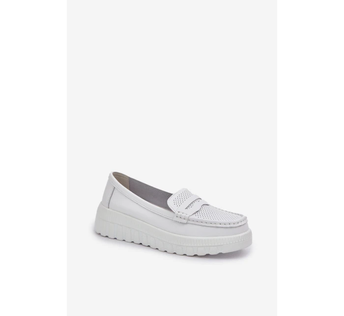 Dámské Kožené Mokasíny Na Platformě A Klínu Bílé model 21685441 - EVENTO