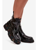 Lakované dámské kozačky z pravé kůže zateplené Artiker 57C0166 Černé