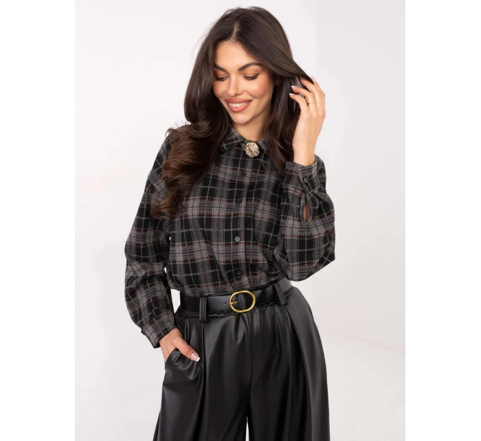 Černá dámská flanelová károvaná košile (21638)
