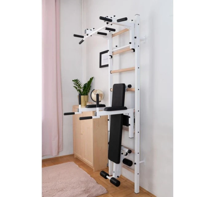 DŘEVĚNÝ KOVOVÝ GYMNASTICKÝ ŽEBŘÍK S HRAZDOU, LAVIČKOU A PŘÍSLUŠENSTVÍM BENCHK 233W DŘEVĚNÝ KOVOVÝ GYMNASTICKÝ ŽEBŘÍK S HRAZDOU, LAVIČKOU A PŘÍSLUŠENSTVÍM BENCHK 233W