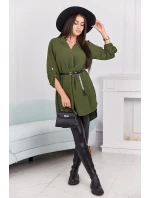 Šaty s delšími zády a pásem khaki Šaty s delšími zády a pásem khaki