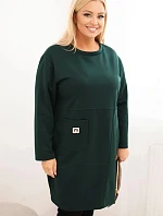 Dámská sukýnka Plus Size máslová s kapsou a 3/4 rukávem tmavě zelená