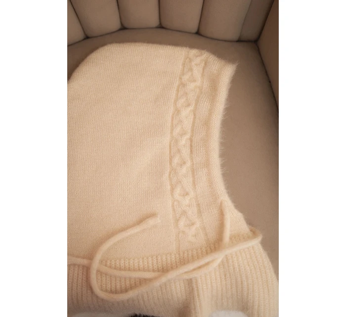 Dámská čepice s kapucí a pleteným model 21718823 ecru - K-Fashion Dámská čepice s kapucí a pleteným model 21718823 ecru - K-Fashion