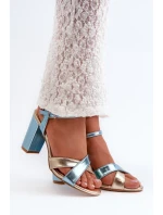 Ekologické kožené sandály na vysokém podpatku modrá a zlatá Abilica Ekologické kožené sandály na vysokém podpatku modrá a zlatá Abilica