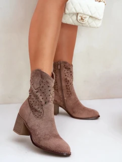 Boty na podpatku HY51-125 hnědé - Step in style