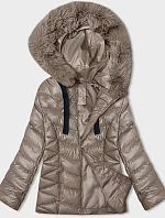 Krátká zimní bunda s kapucí cappuccino (5M3138-84)
