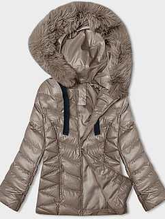 Krátká zimní bunda v barvě cappuccino s kapucí model 21246227 - J.STYLE