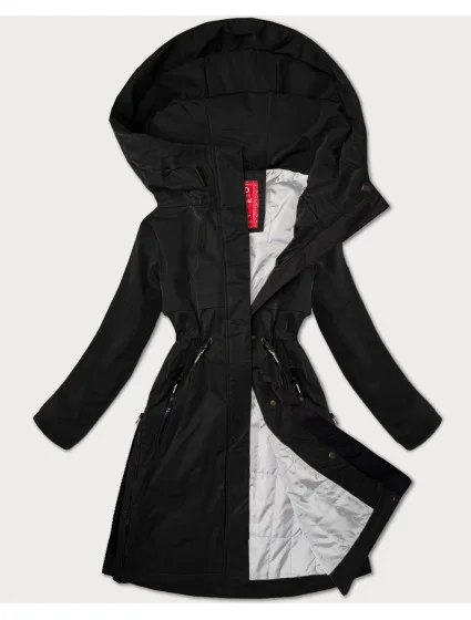 Černá jednoduchá dámská bunda s kapucí LHD (LHD-24592)