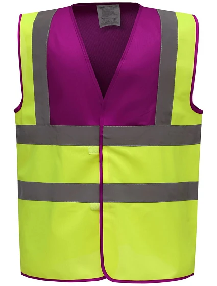Yoko HVW 100 Hi-Vis bezpečnostní vesta 79.W100 raspberry/hi vis yellow Yoko HVW 100 Hi-Vis bezpečnostní vesta 79.W100 raspberry/hi vis yellow