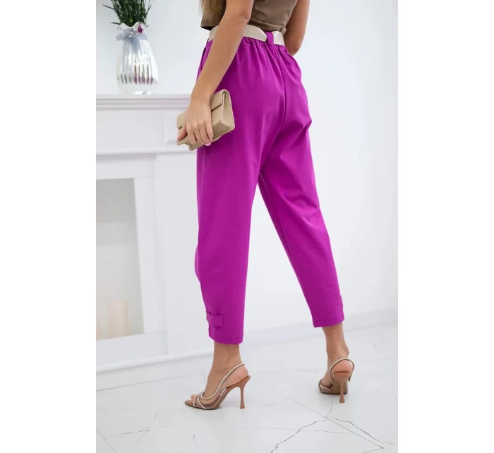 Kalhoty Summer Punto se zapínáním na nohavice tmavě fialová